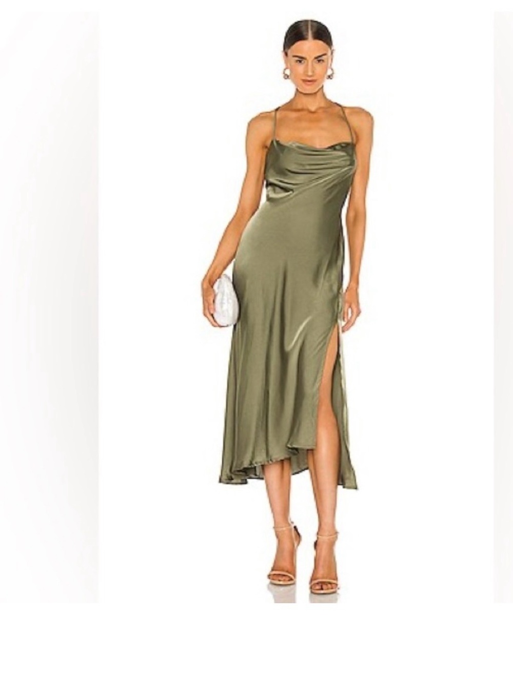 ASTR The Label Gaia Midi Dress in Olive Green